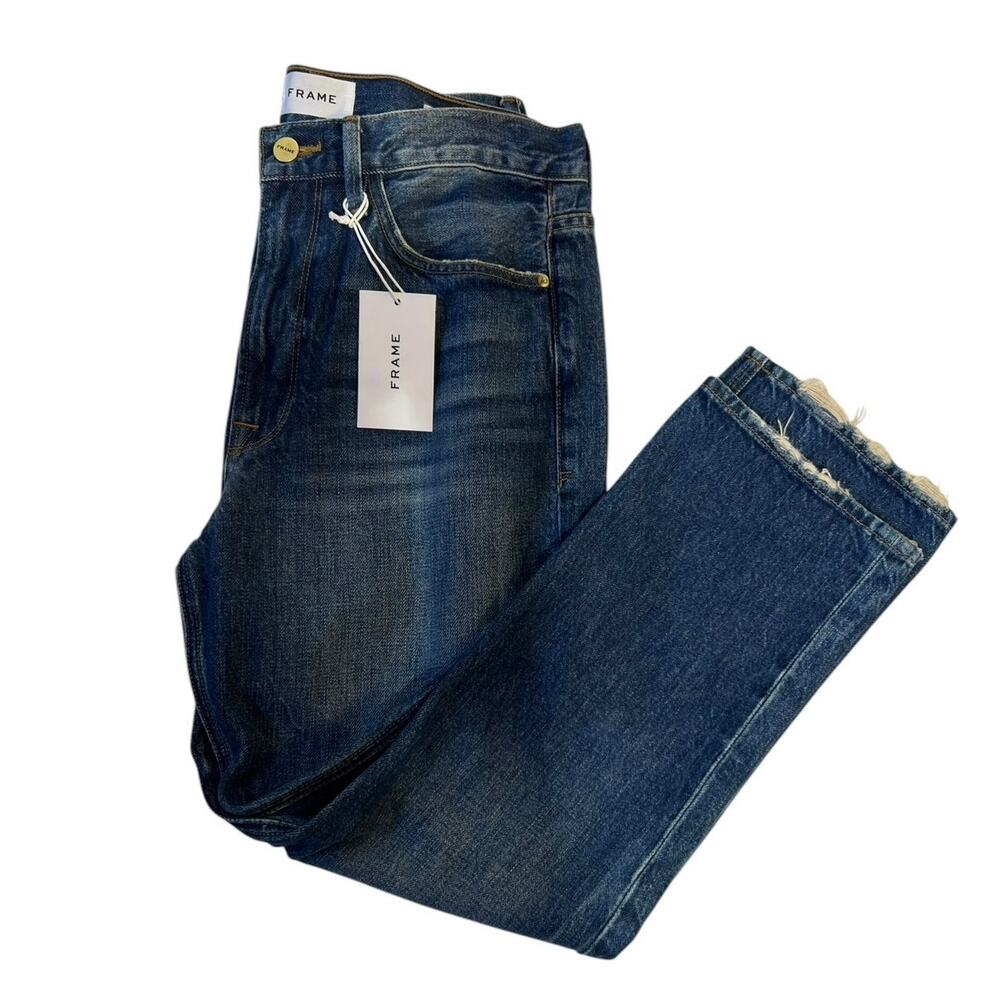 Frame Le Piper Cropped Dark Wash Straight Leg Jeans Size 29 NWT